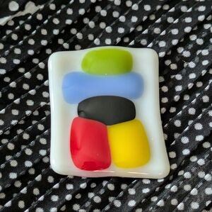 Colourful Fused Glass Brooch Pin Bohemian Unique Casual